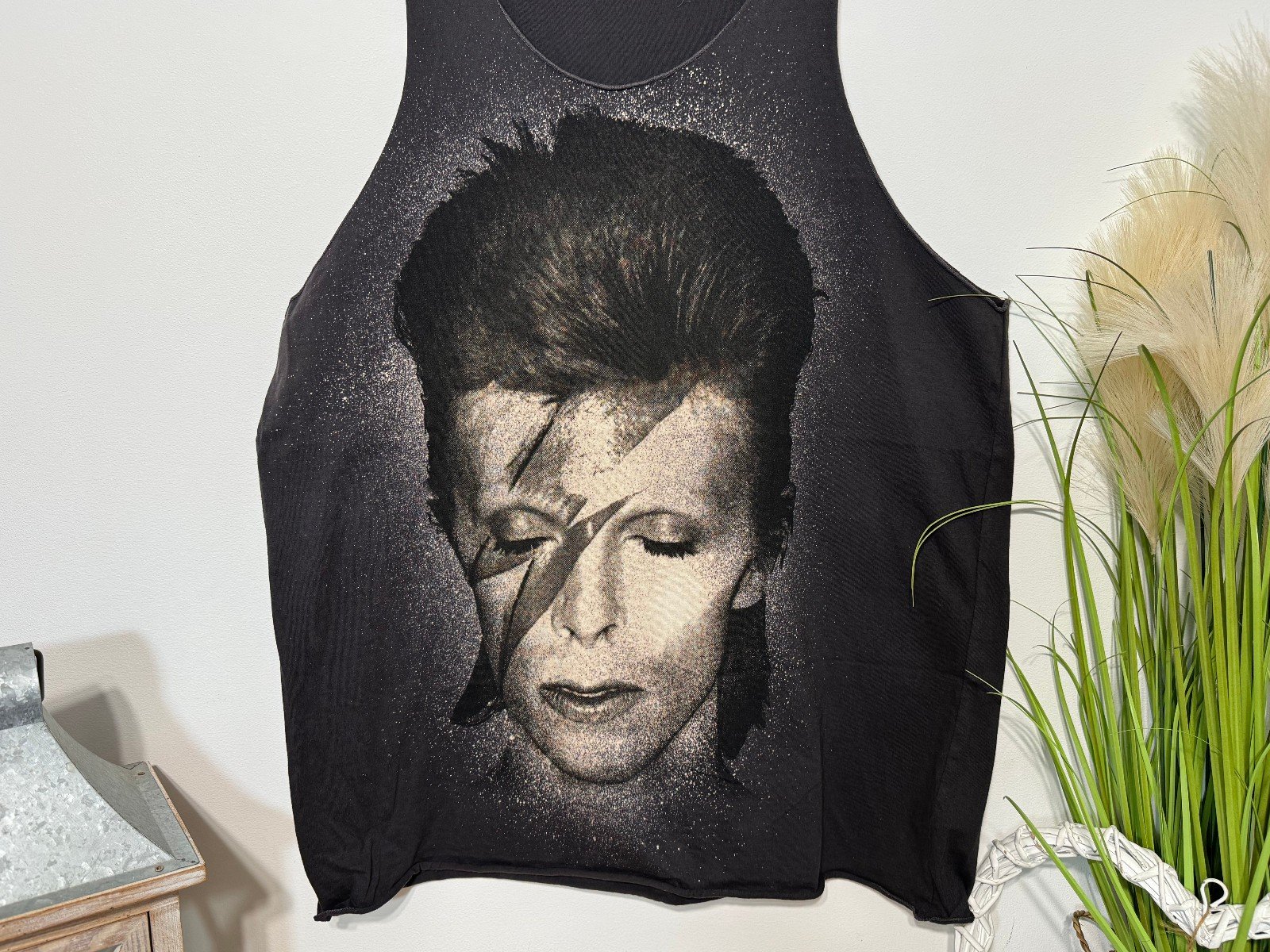 David Bowie Black Graphic Vest Top Size XL