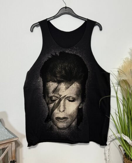 David Bowie Black Graphic Vest Top Size XL