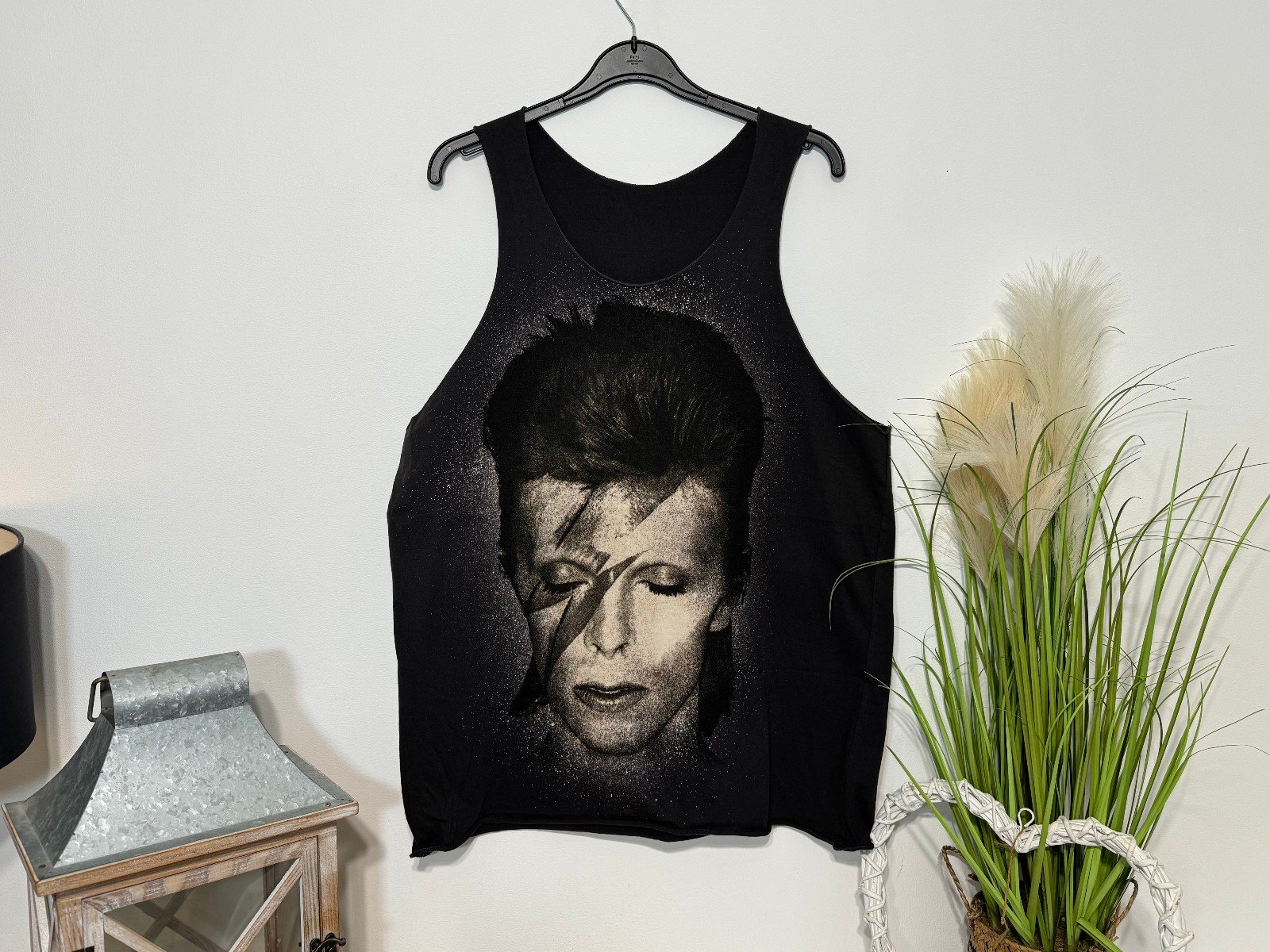 David Bowie Black Graphic Vest Top Size XL