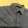 Deep Navy Floral Design Long Sleeve Cotton Shirt Neck 16.5