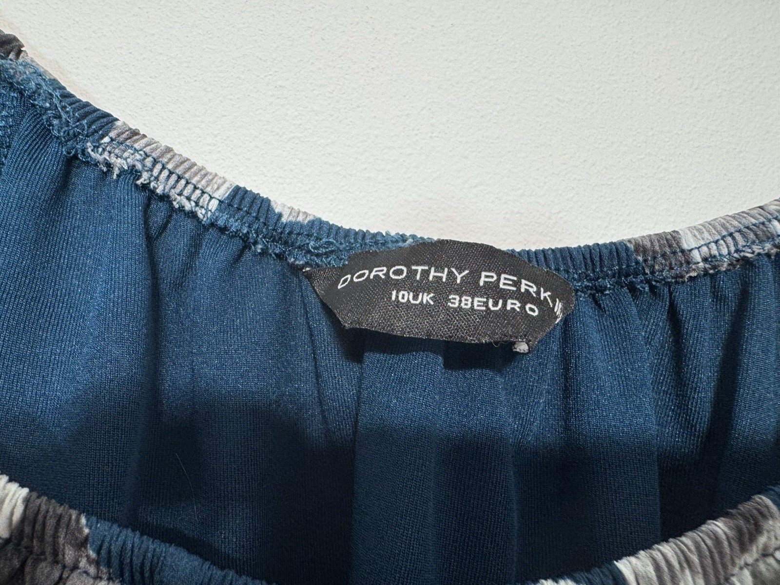 Dorothy Perkins Teal Floral Bardot Neckline Flowy Lined Blouse Size 10