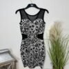 FB Sister Black Geo Print Bodycon Dress With Side Net Size S