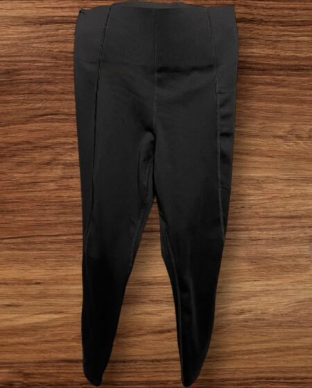 F&F Active Black Gym Leggings Seam Detail Elastic Waist Back Motif Size 8