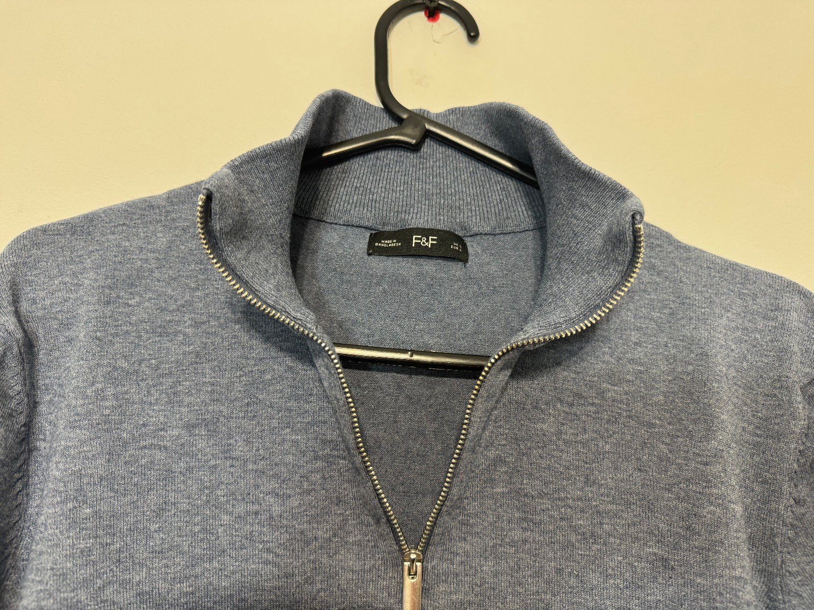 F&F Powder Blue 1/4 Zip High Neck Jumper Size L