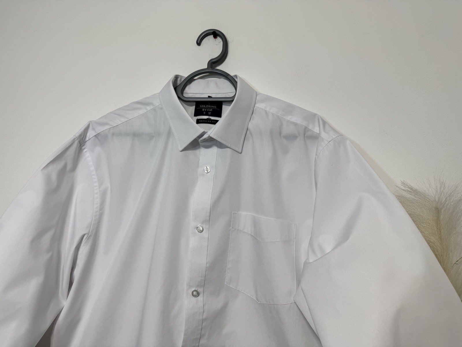 F&F Tailoring White Long Sleeve Shirt Neck 17