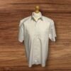 F&F White Cotton Short Sleeve Shirt Linen Look Effect Neck 16in