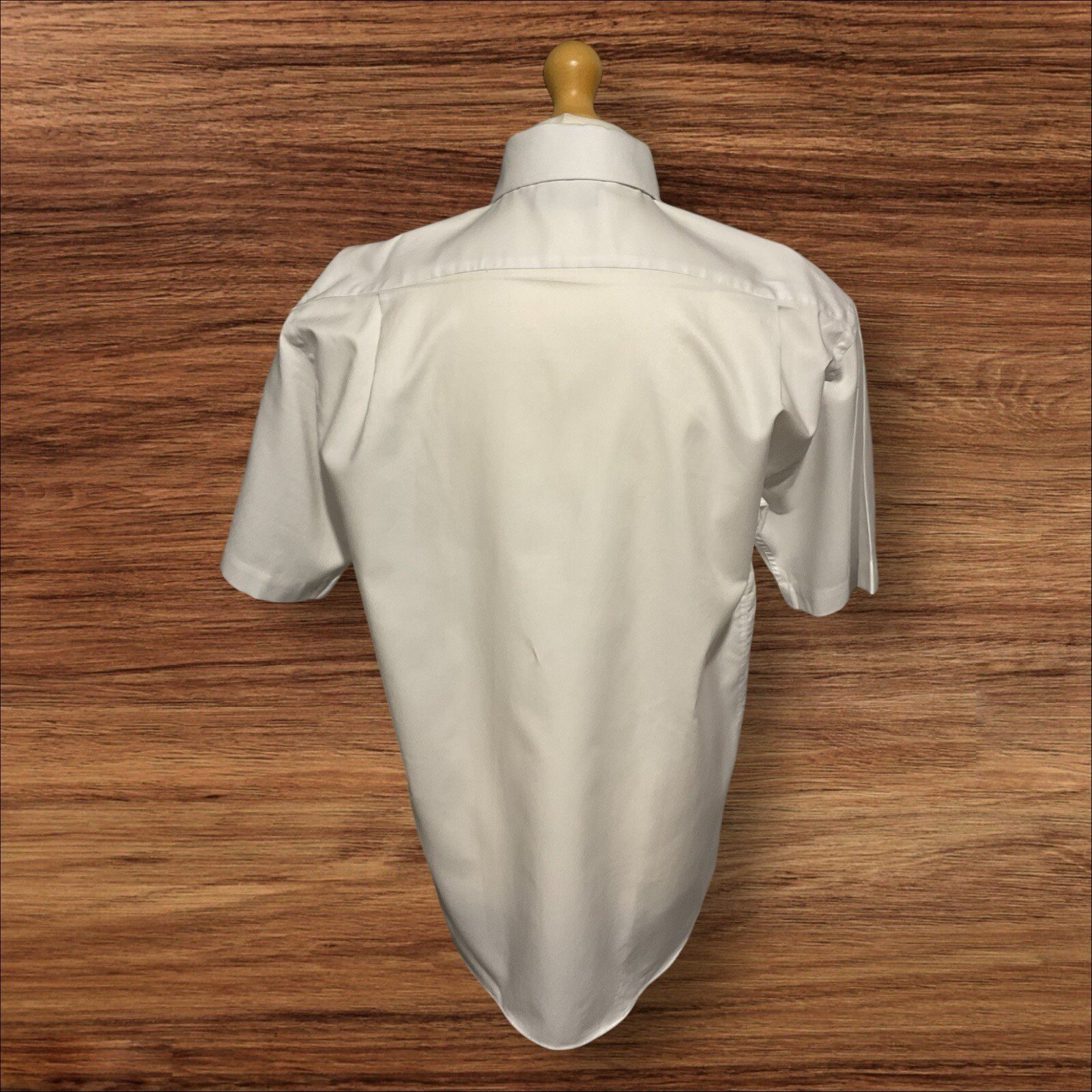 F&F White Cotton Short Sleeve Shirt Linen Look Effect Neck 16in
