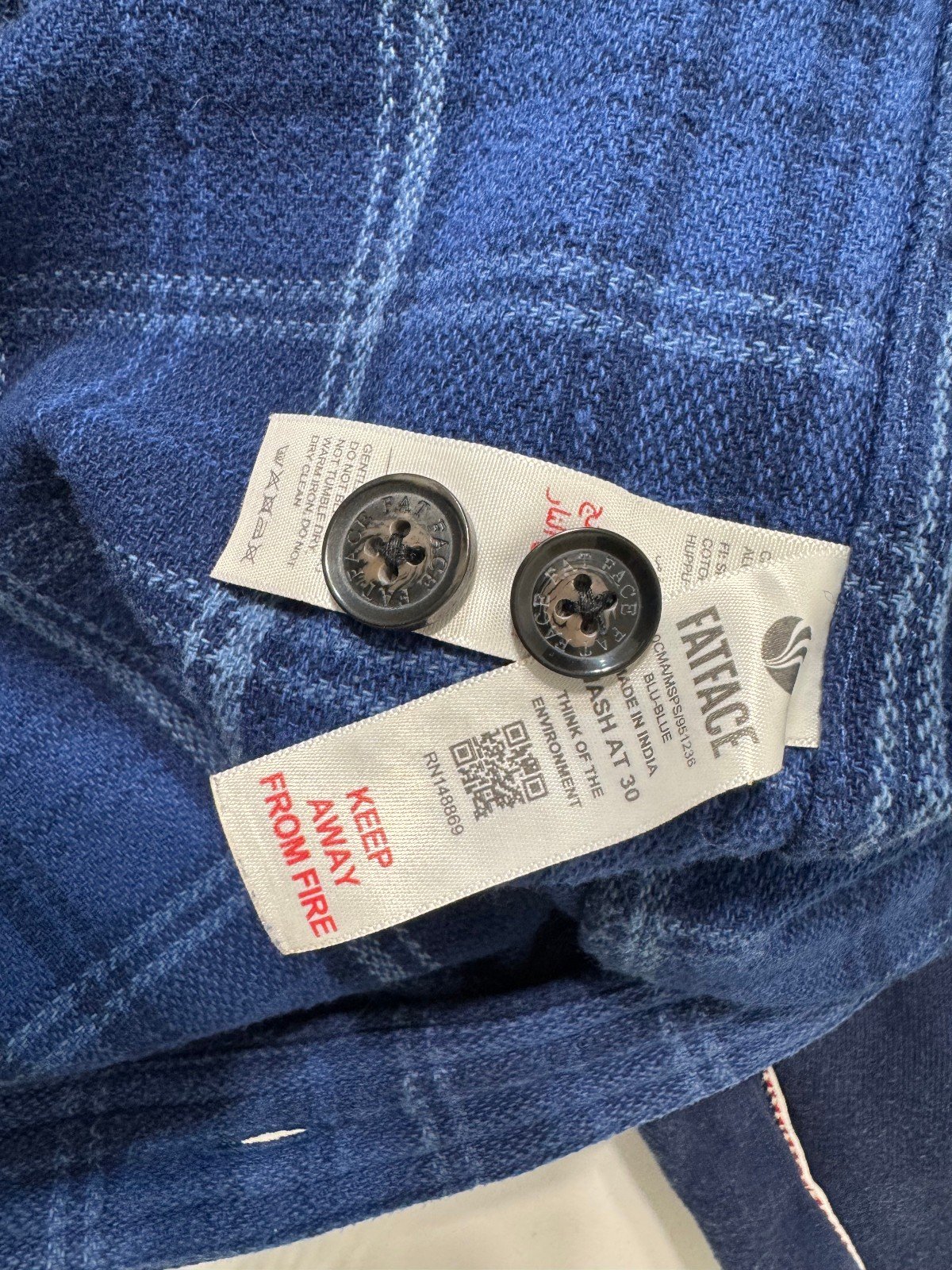 Fat Face Thick Check Hooded Shacket Size M