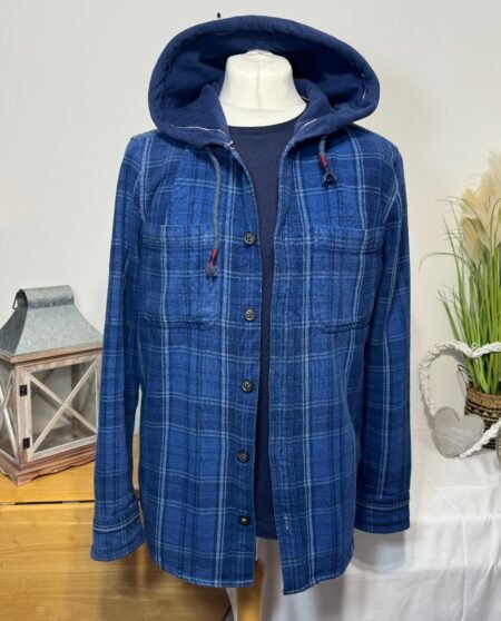 Fat Face Thick Check Hooded Shacket Size M