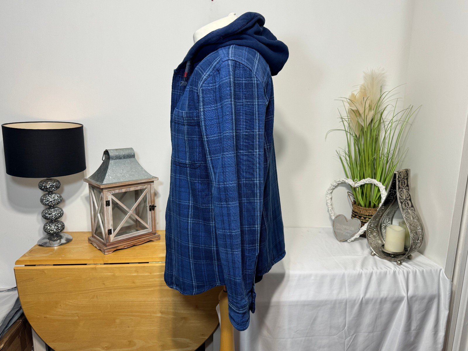 Fat Face Thick Check Hooded Shacket Size M