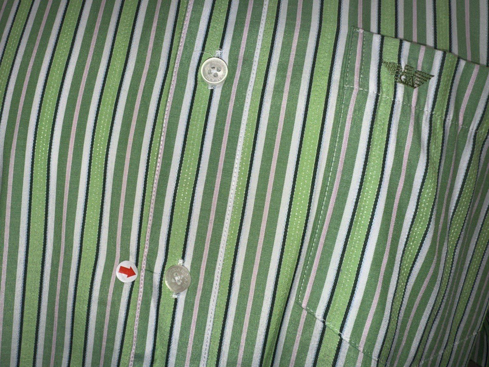 Green Stripe Short Sleeve Cotton Shirt Neck 17.5in