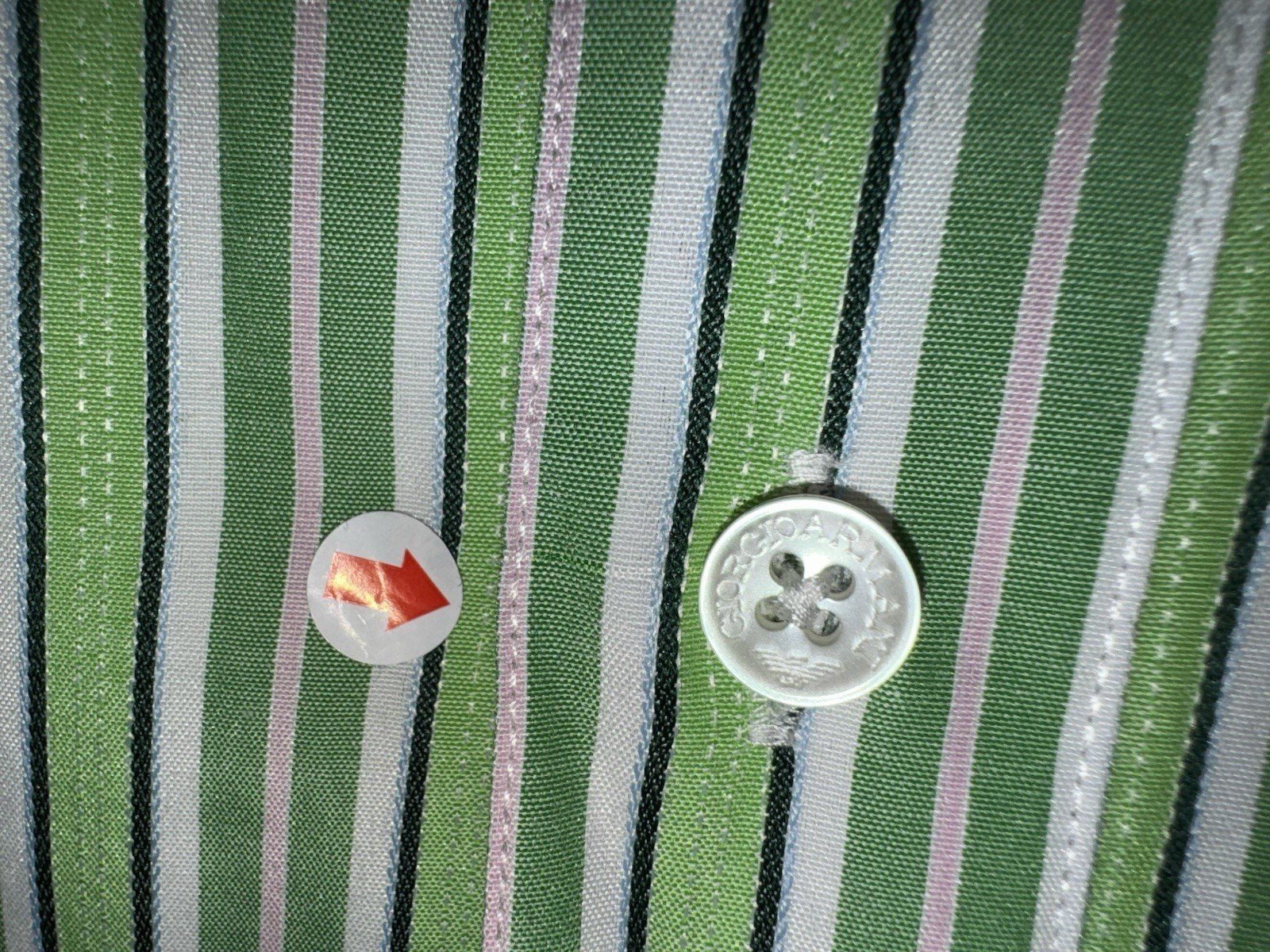 Green Stripe Short Sleeve Cotton Shirt Neck 17.5in