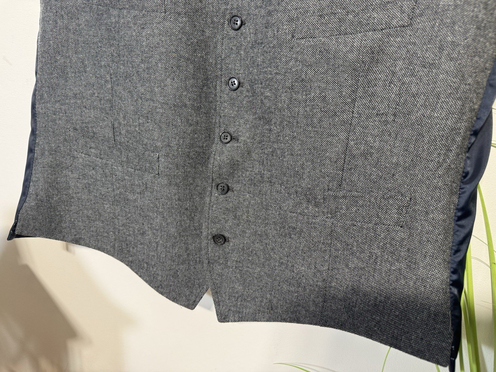 Men’s Racing Green Grey Blue Herringbone Lined Waistcoat Chest 46 R