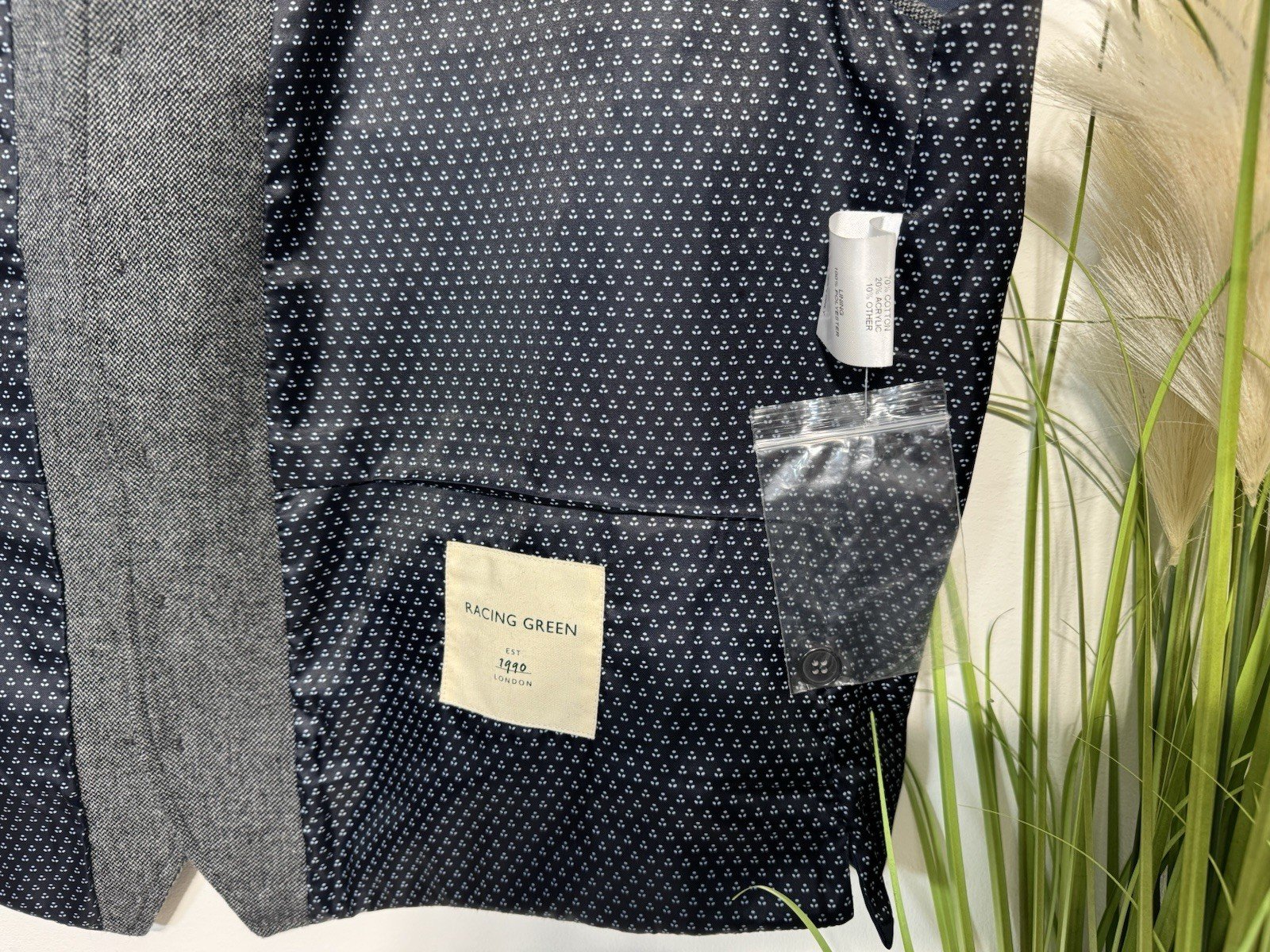 Men’s Racing Green Grey Blue Herringbone Lined Waistcoat Chest 46 R