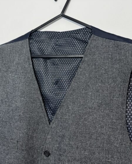 Men’s Racing Green Grey Blue Herringbone Lined Waistcoat Chest 46 R