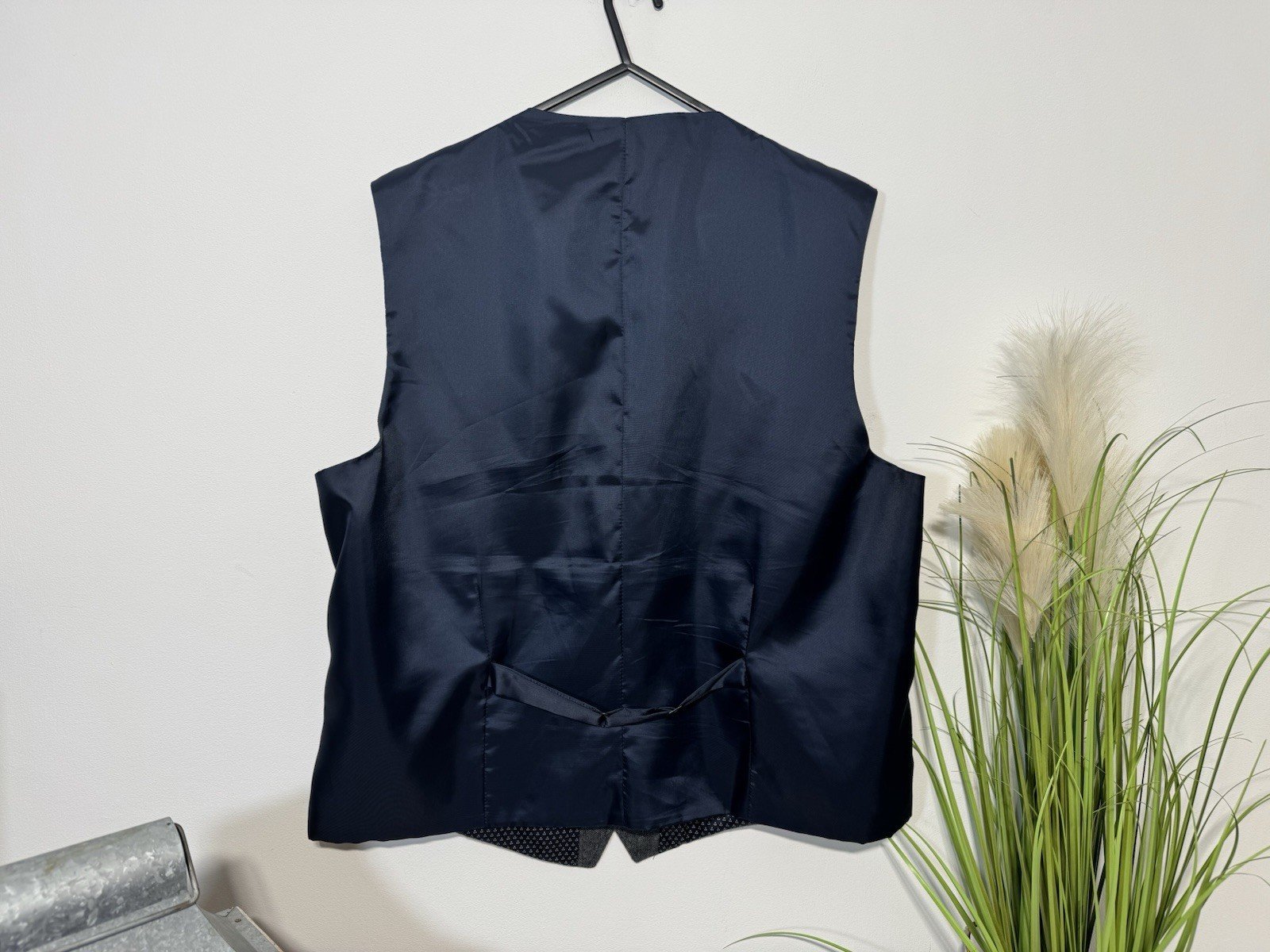 Men’s Racing Green Grey Blue Herringbone Lined Waistcoat Chest 46 R