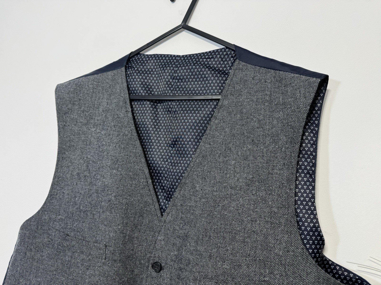 Men’s Racing Green Grey Blue Herringbone Lined Waistcoat Chest 46 R