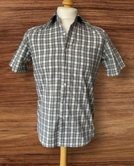 Mens Tu Green Check Short Sleeve Shirt Regular Fit Size S