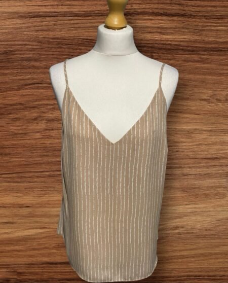 NEW Beige And Cream Stripe Flowy Camisole Top Size 16