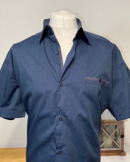Next Tailoring Navy Diamond Print Short Sleeve Shirt Size 3XL