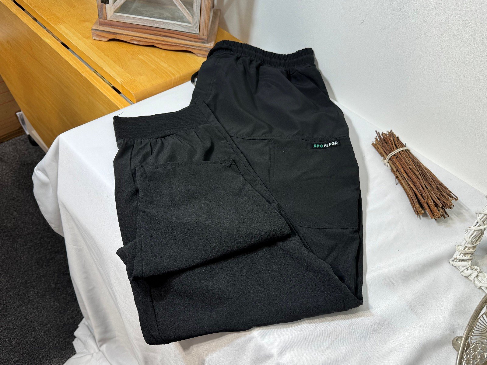 SPOHLFGR Black Stretch Lightweight Relaxed Fit Joggers Size XL