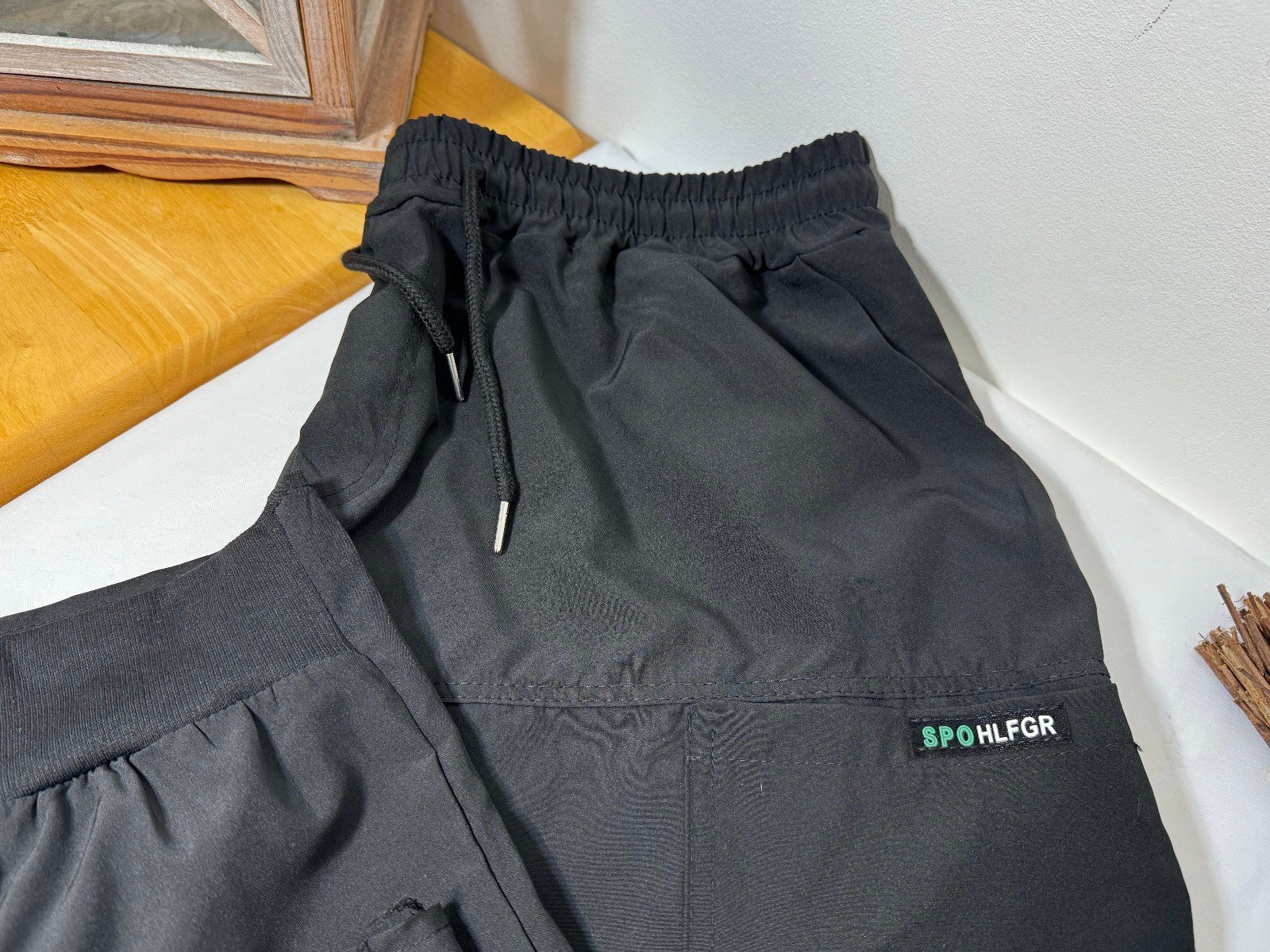 SPOHLFGR Black Stretch Lightweight Relaxed Fit Joggers Size XL