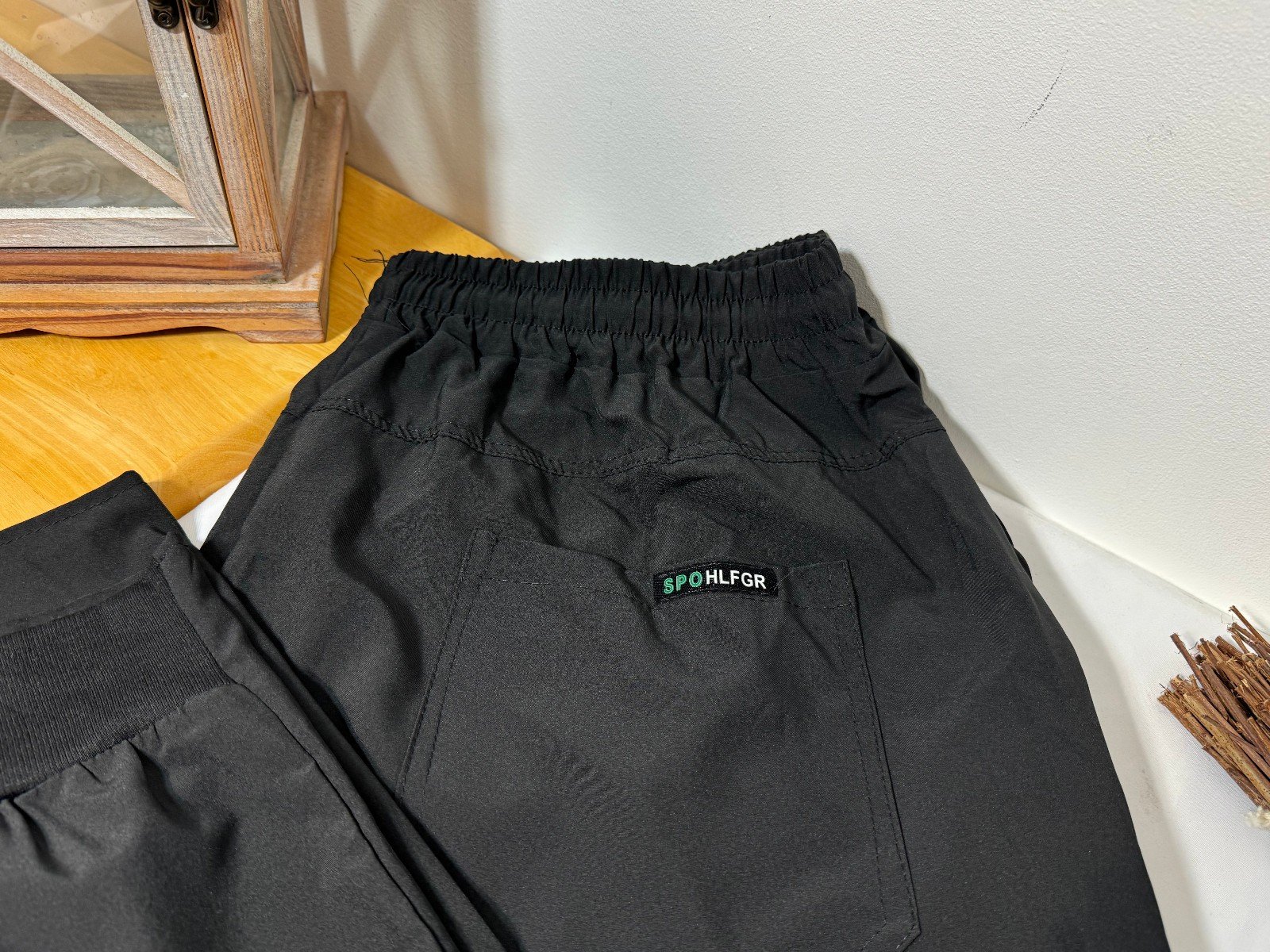 SPOHLFGR Black Stretch Lightweight Relaxed Fit Joggers Size XL