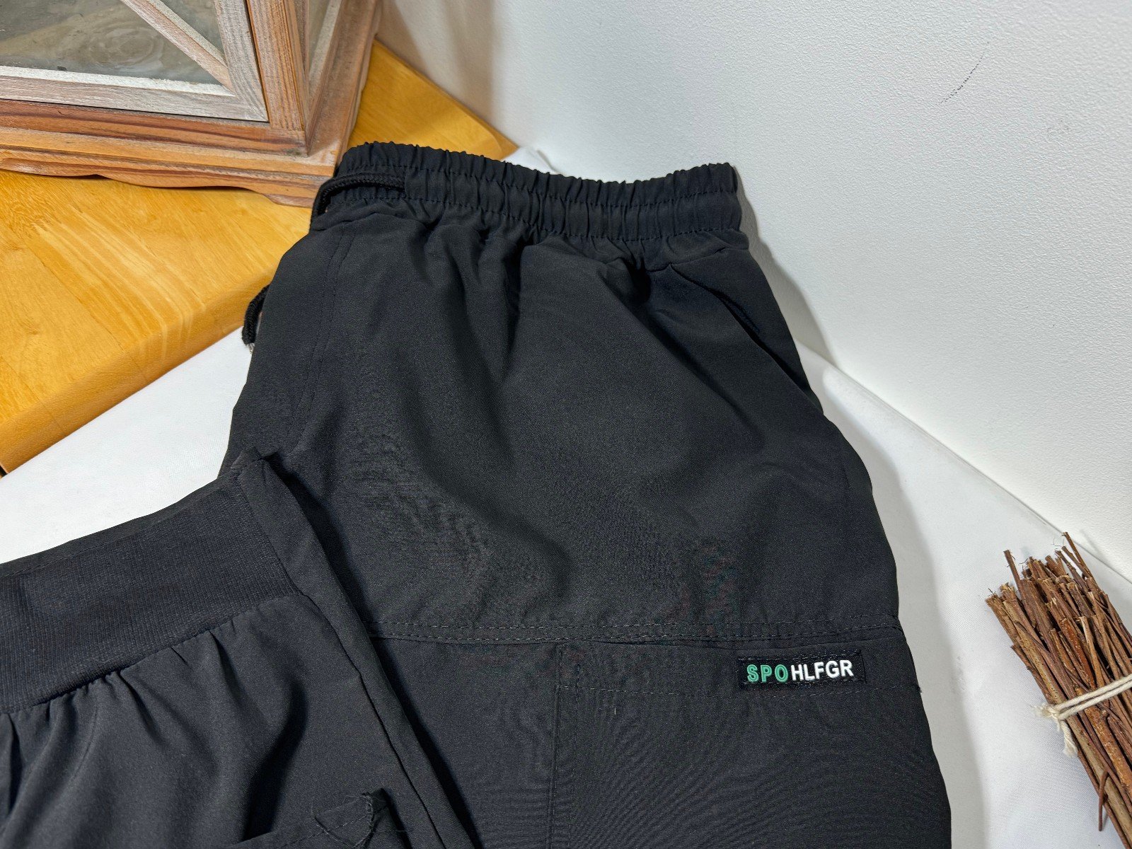 SPOHLFGR Black Stretch Lightweight Relaxed Fit Joggers Size XL