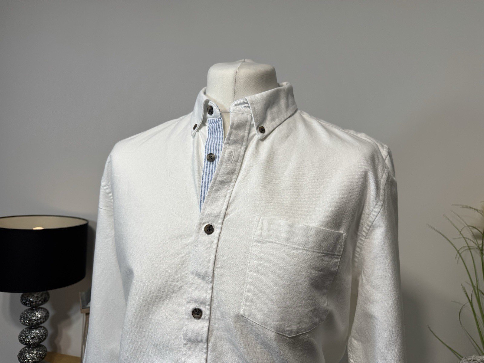 White Heavy Woven Regular Fit Long Sleeve Shirt Size XL