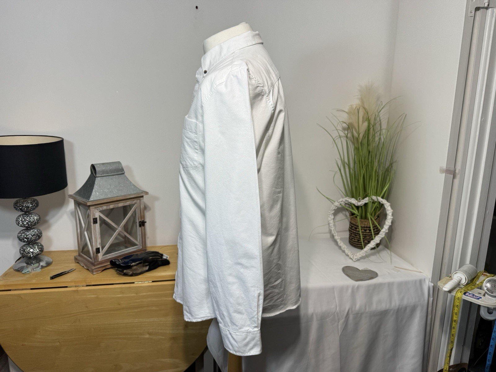 White Heavy Woven Regular Fit Long Sleeve Shirt Size XL