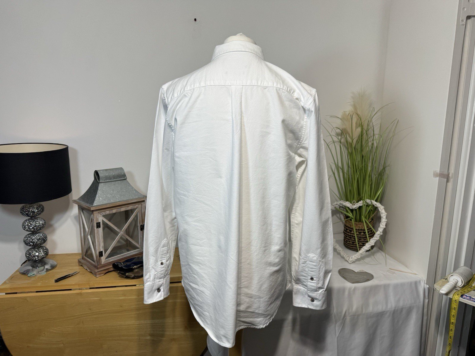 White Heavy Woven Regular Fit Long Sleeve Shirt Size XL