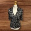 Womens Priciples Black With Brown Pattern Top V Neck 3 Quarter Sleeve Size 12