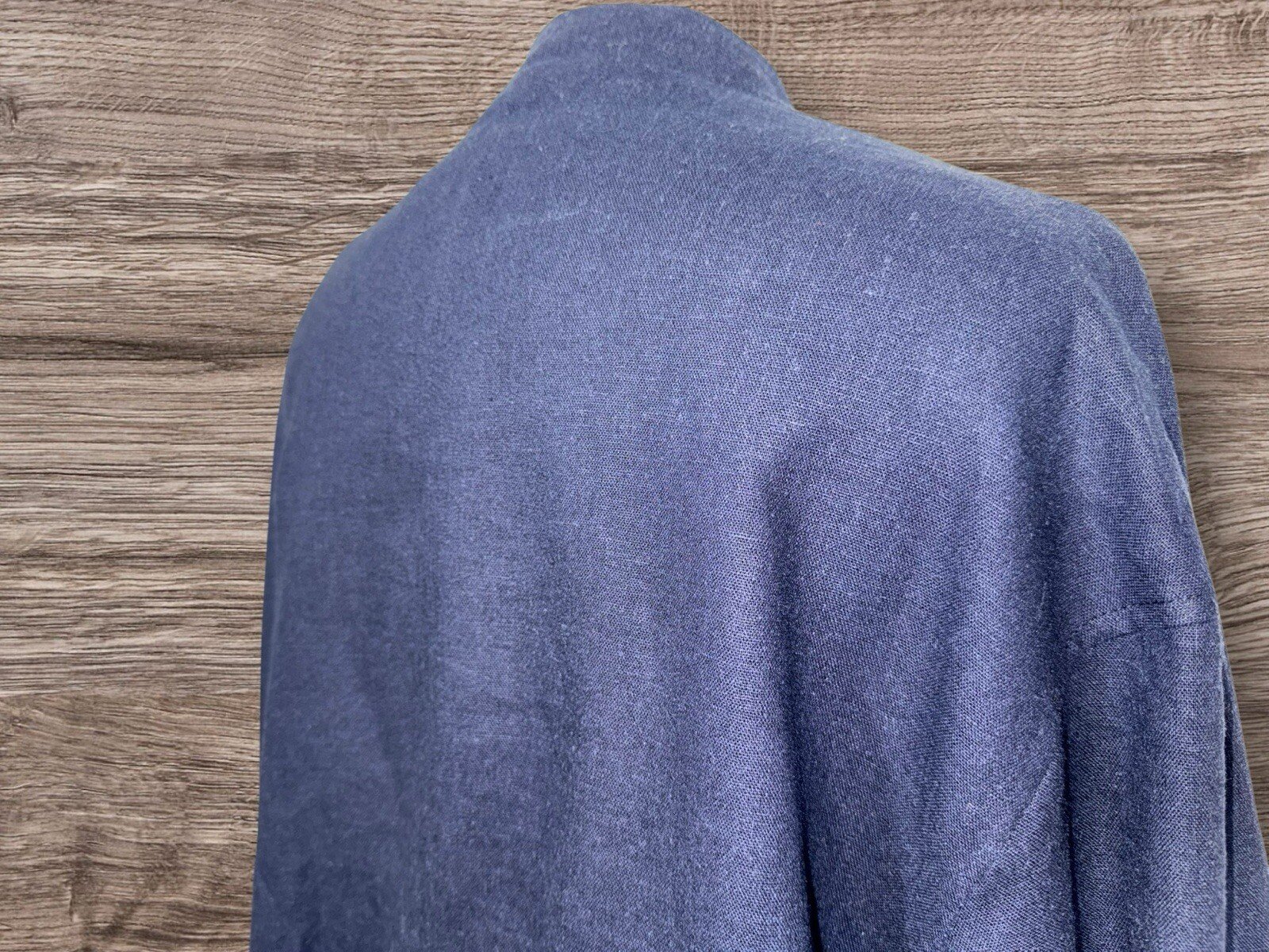 Zara Navy Linen Blend Lined Jacket Pockets Stand Up Collar Zip Close Size S