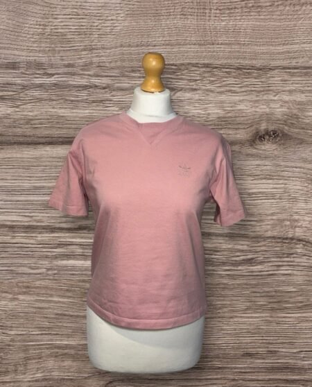 Adidas Rose Pink T Shirt Front Motif Round Neck With V Detail Short Sleeve S10