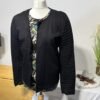 Black Pleated Sleeve Full Zip Collarless Lined Jacket Size 12-14