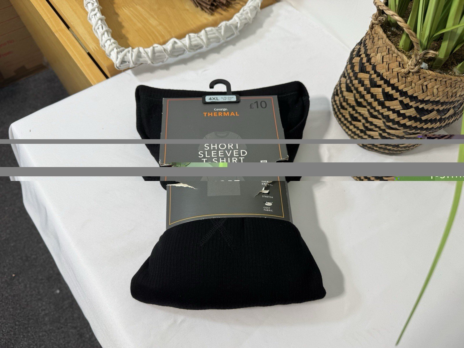 Black Thermal Ribbed Short Sleeve Top Size 4XL