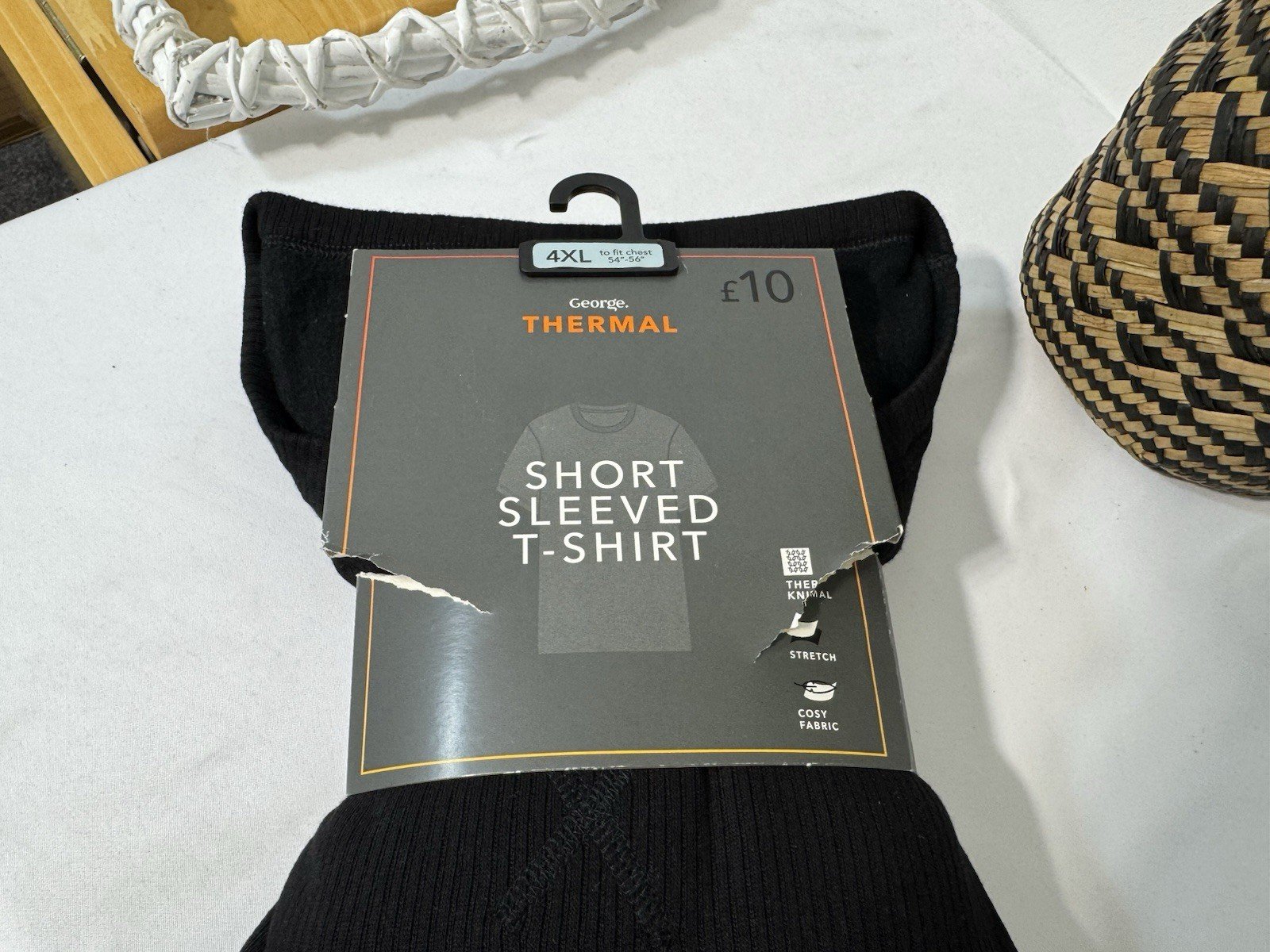 Black Thermal Ribbed Short Sleeve Top Size 4XL