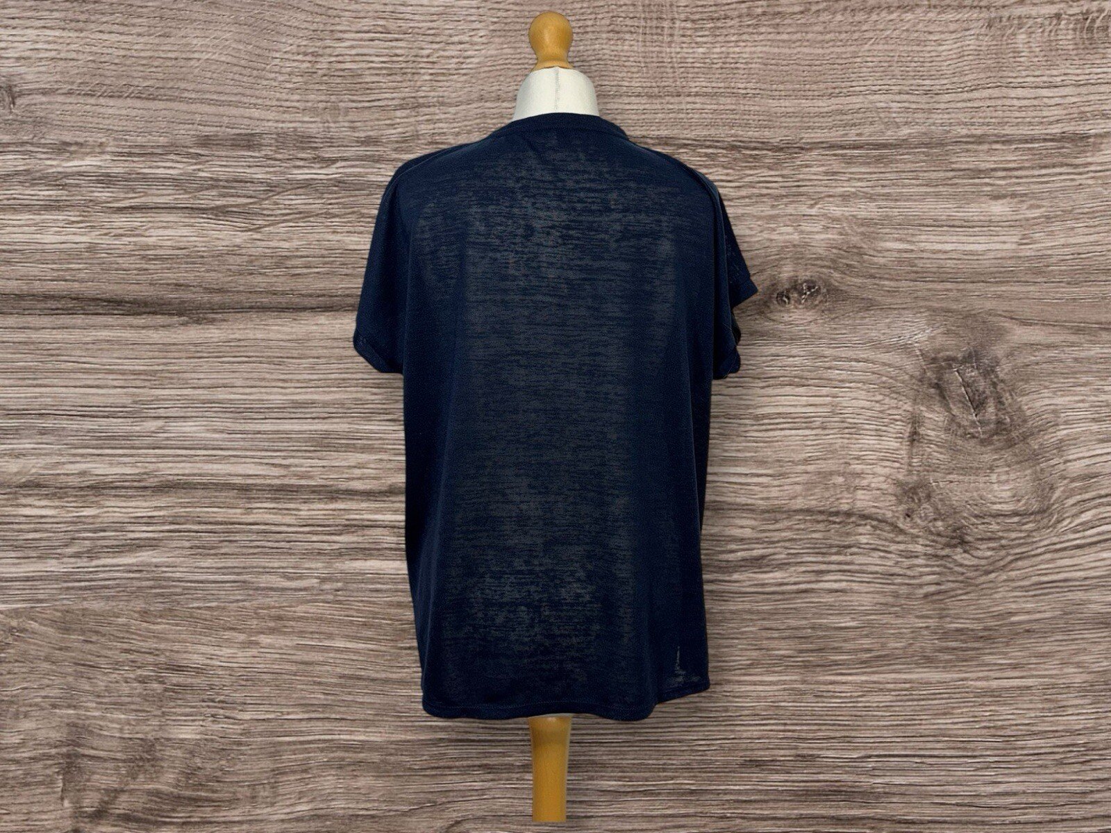 Bonmarche Navy Blue Top With Floral Stitching V-neck And Drawstring S18