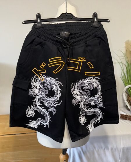 BoohooMan Black Canvas Cotton Graphic Shorts XS