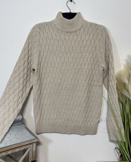 Burtons Beige Textured Knit Turtleneck Jumper Size M
