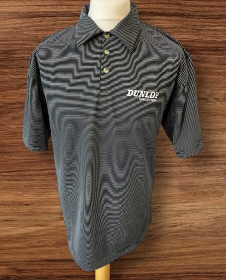 Dunlop Black/white Stripe Golf Polo Motif Front/back Collared Size L
