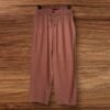 Dusky Pink Linen Blend Trousers Elasticated Waist With Drawstring Size XS