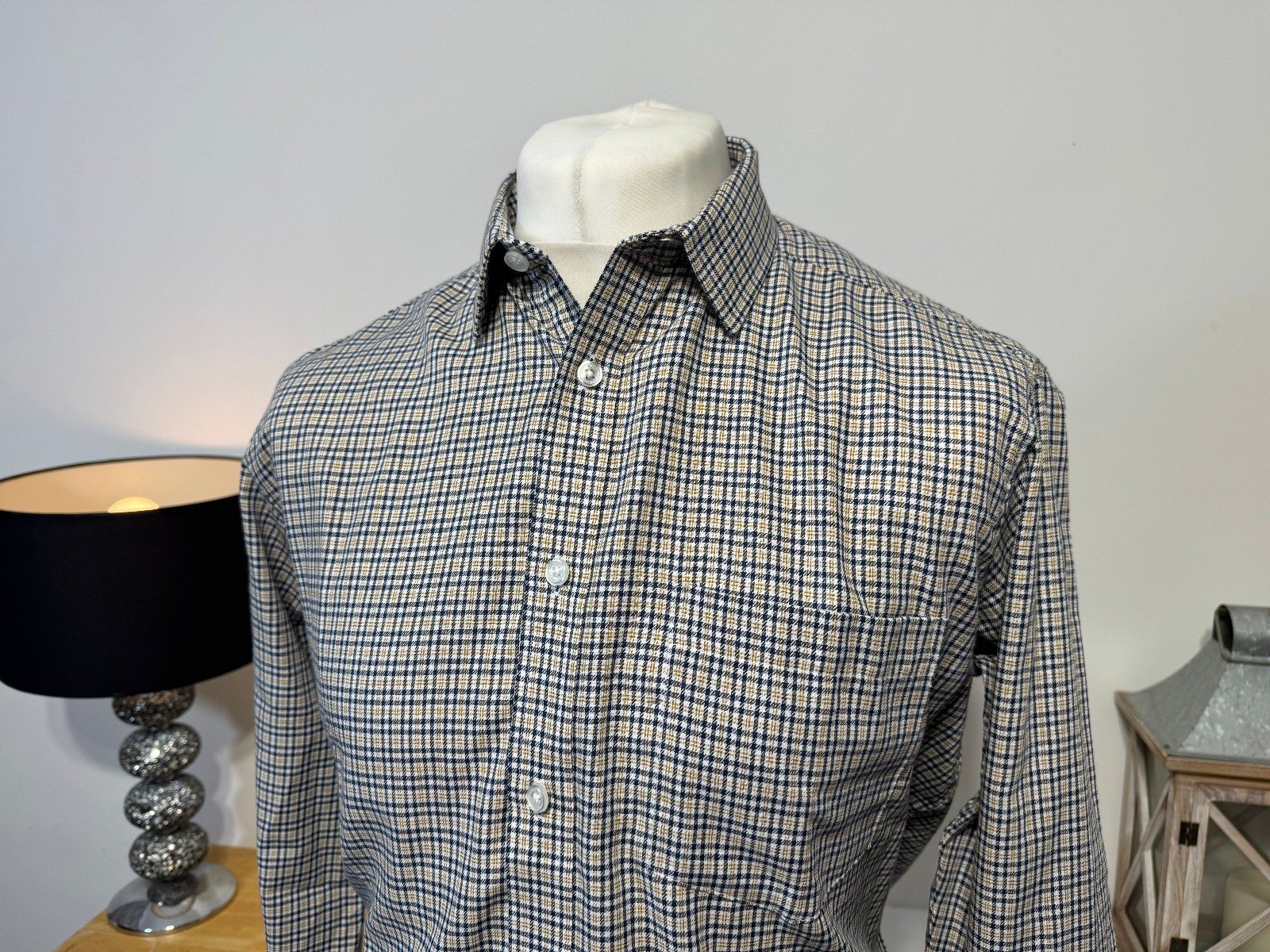 EWM JAMES PRINGLE CHECK LONG SLEEVE SHIRT SIZE M