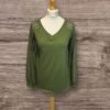 Forest Green V Neck Long Sleeve T Shirt Pretty Arm Detail Size S