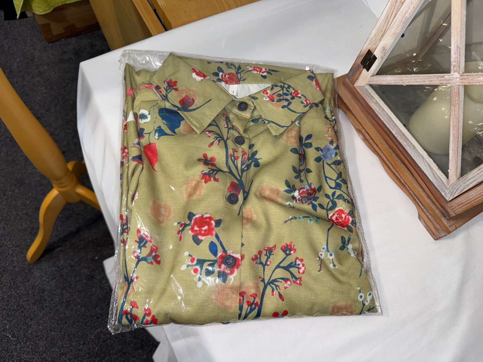 GREEN FLORAL BUTTON THRU WOVEN MIDI DRESS SIZE L