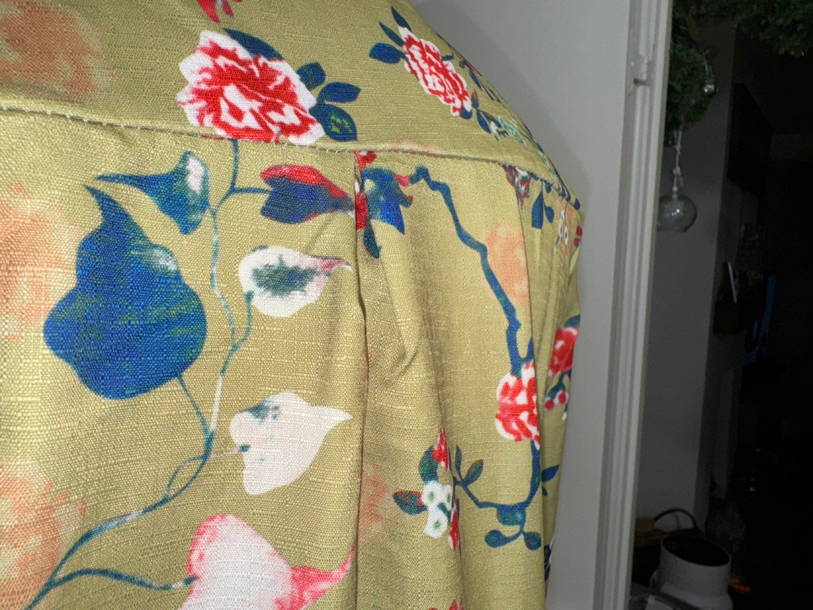 GREEN FLORAL BUTTON THRU WOVEN MIDI DRESS SIZE L