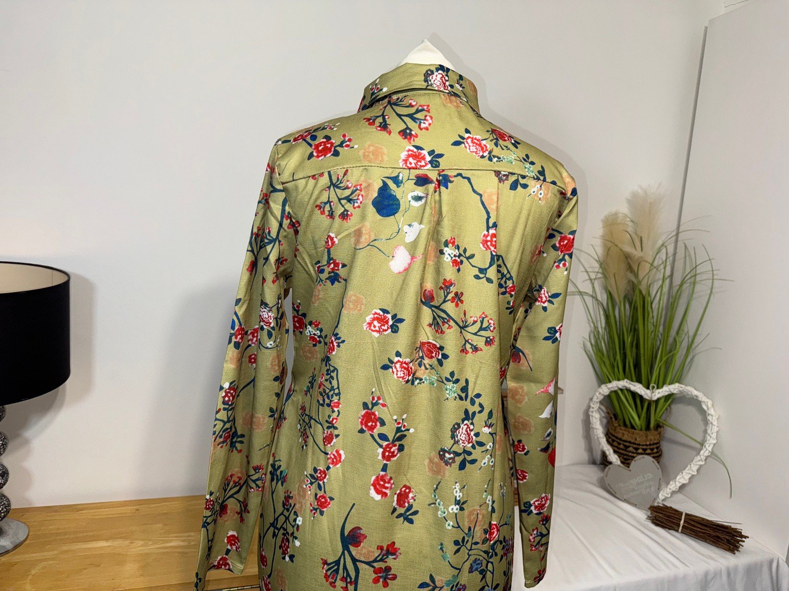 GREEN FLORAL BUTTON THRU WOVEN MIDI DRESS SIZE L