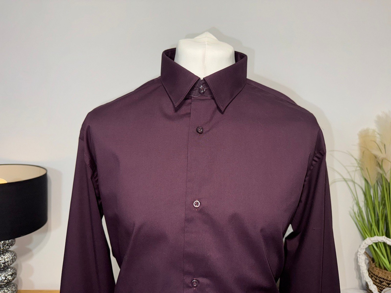 George Deep Purple Regular Fit Long Sleeve Shirt Neck 18