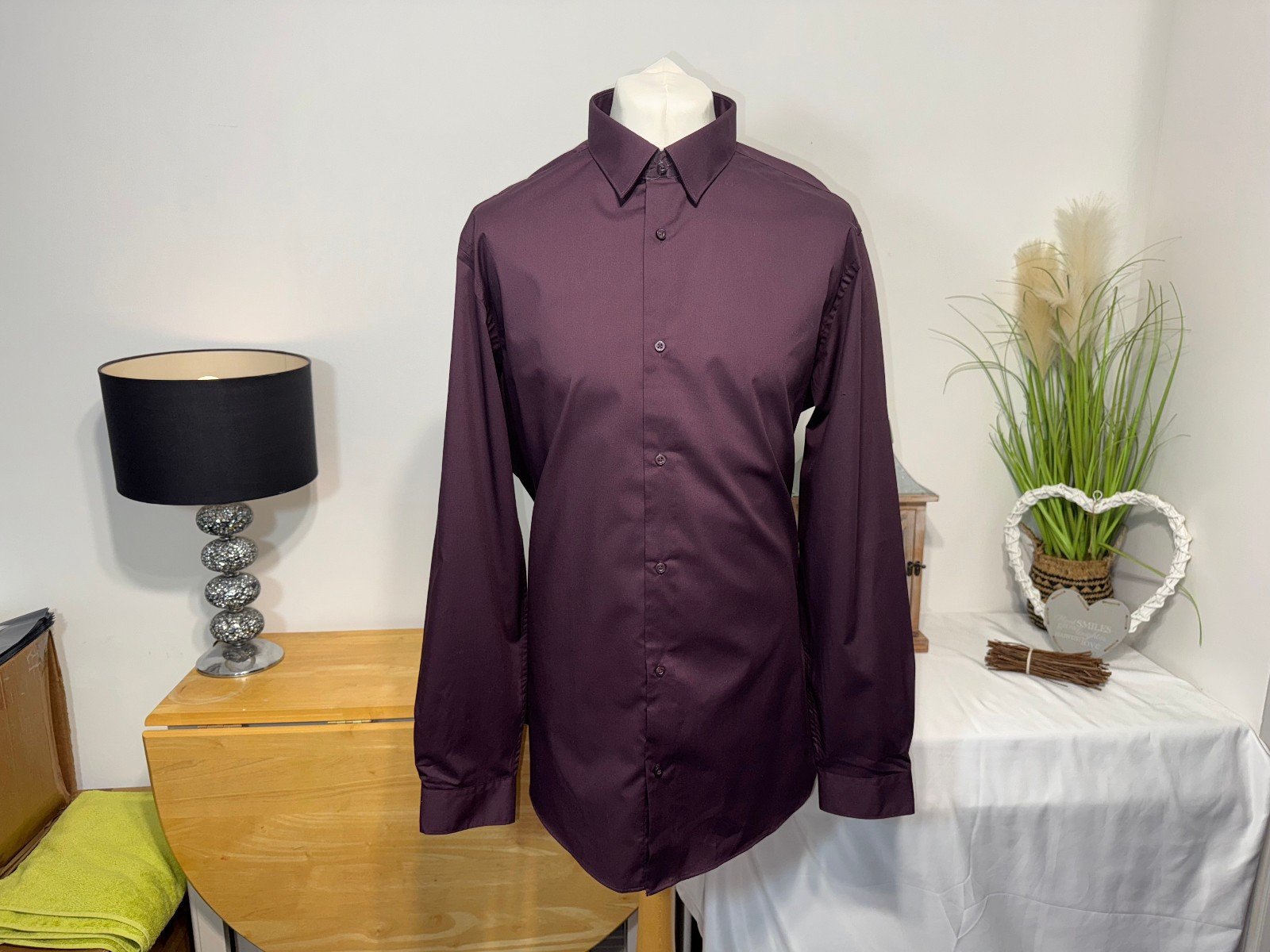 George Deep Purple Regular Fit Long Sleeve Shirt Neck 18