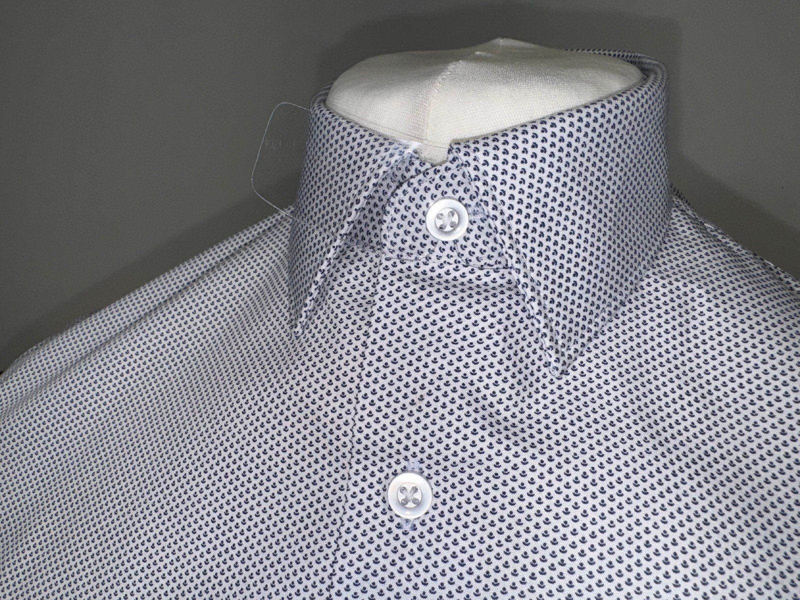 George White Print Regular Fit Short Sleeve Shirt Neck 15.5